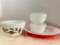 Lot of 2 Pyrex Bowl and Plate and Fire King Oven Ware #17 & #19 - As Pictured