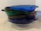 Lot of 5 Colored Glass Baking Dishes - As Pictured