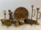 Misc Lot of Brass Items Such as Candle Holders, Angel Figure, Etc - As Pictured