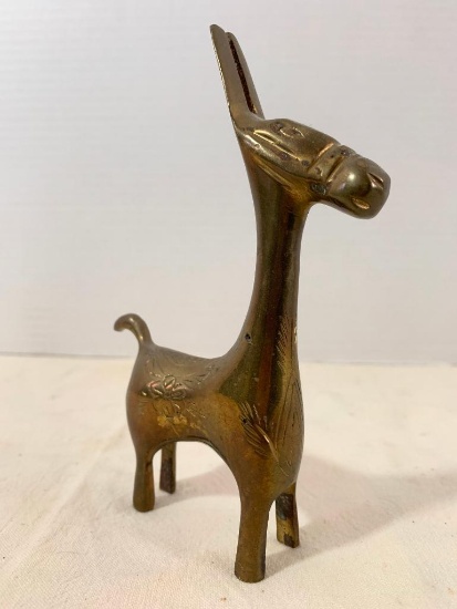 Brass Donkey Statue. This Item is Approx 7" Tall and Needs Some Cleaning - As Pictured