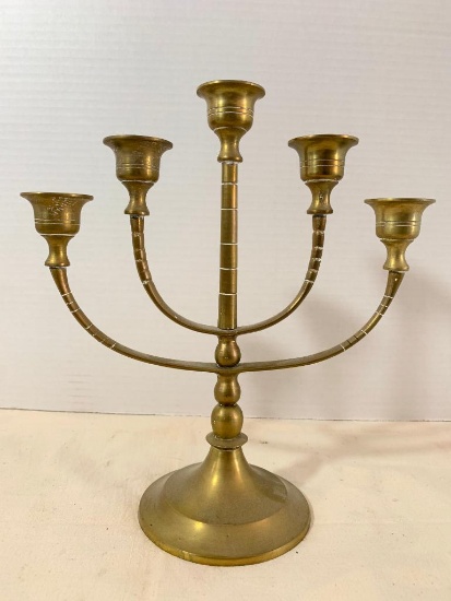 Brass Candelabra. This Item is Approx 10" Tall and Needs Some Cleaning- As Pictured