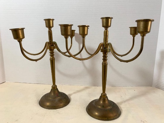 Pair of Brass Candelabras. These are 9.5" Tall - As Pictured