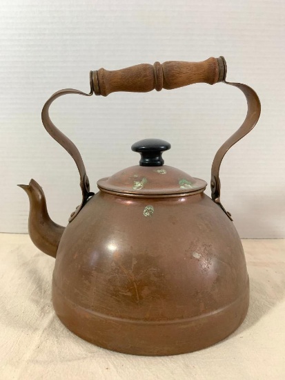8.5" Tall Copper Tea Pot. Needs Some Cleaning - As Pictured
