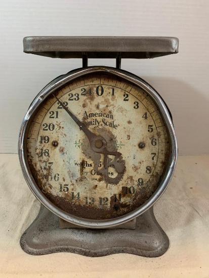 American Family Metal Scale. This Item is Approx. 8.5" Tall - As Pictured