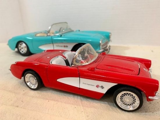 Lot of 2 Metal Small Scale Model Corvettes with Moving Parts - As Pictured