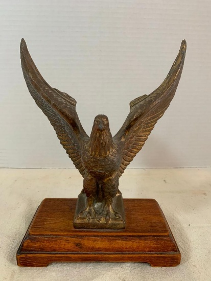 Wood and Metal Eagle Flag Holder. This Item is 8" Tall - As Pictured