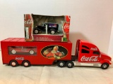 2 Piece Lot of Coca Cola Toy Truck and Die Cast Model. The Largest Item is 17
