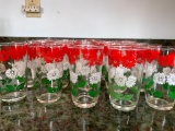 Large Lot of Red and White Juice Glasses. They are 3
