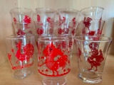 Lot of Red Rooster Juice Glasses. They are 3