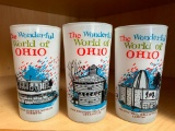 3 Piece Lot of Wonderful World of Ohio Drinking Glasses - As Pictured