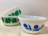 Lot of 3 Milk Glass Bowls with Floral Pattern - As Pictured