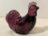 Deep Purple Glass Rooster. This is 3.25
