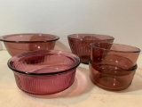 Small Lot of Deep Purple Glass Bowls. The Largest is 7