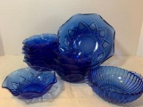 Large Lot of Blue Glass Bowls. They are 3