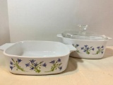 2 Piece Lot of Corning Ware Baking Dishes with Lid. No Size Available - As Pictured