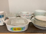 Large Misc Lot of Corning Ware and Corelle Dishes, Bowls, Bakeware, with Lids - As Pictured