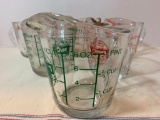 Lot of 6 Oven Basics Glass Measuring Cups - As Pictured