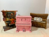 3 Piece Lot of Pianos, Planter, Copper Decore, and Ceramic. - As Pictured