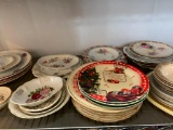 Shelf Lot of Misc Porcelain Plates and Platters - As Pictured