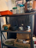 Top Three Shelves of Misc., Cooker, Baskets, Kitchen Utensils and More