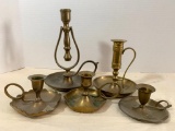 Lot of Brass Candlestick Holders. The Tallest is 8