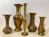 Lot of Brass Vases. The Tallest is 8