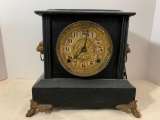 Ornate Wood and Brass Lion Paw Wind Up Clock. The Key is Attached. This is 11