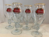 Lot of 6 Gold Rimmed Stella Artois Beer Glasses - As Pictured