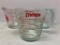 Lot of 3 Glass Measuring Cups. 2 Pryex and 1 Oven Basics - As Pictured