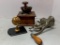 Misc Lot of Coffee Grinder, Meat Grinder and Mini World Globe - As Pictured