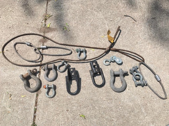 Group of Heavy Duty Tow Hooks and Cables