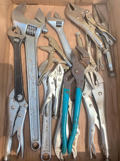 Group of Crescent Wrenches and Vise Grips