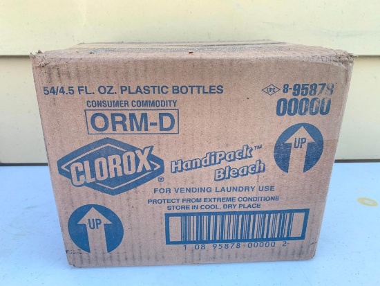 54 Count Box of 4.5 oz Plastic Bottles of Clorox for Vending Use. - As Pictured