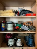 Contents of Three Shelves in Metal Cabinet in Garage - As Pictured