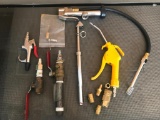 Group Of Air Tools, Gauges And Fittings