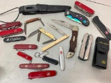 Large Lot of Misc. Pocket Knives. Mostly Made by Swiss - As Pictured