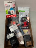 Misc. Lot of Includes Canon Speedlight, Master Locks, SD Cards, Pocket Knife, CDs, Etc - As Pictured