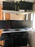 3 Shelf Lot of Computers, Monitors and Aluminum Rack - As Pictured