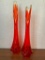 Pair of Red Glass Fluted Vase. They are 16