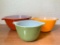 3 Piece Set of Nesting Fire King Mixing Bowls. #4, 5 and 12.- As Pictured