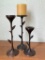 Set of 3 Metal Leaf Accent Candle Holders. The Largest is 10' Tall - As Pictured