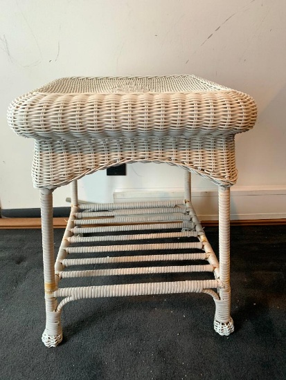 Weather Proof Wicker Side Table. This is 21" Tall x 16" Square Top - As Pictured