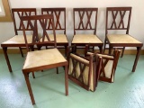 8 Piece Set of Wooden Covered Folding Chairs - As Pictured