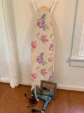 4 Piece Lot Include Hair Dryer, Framed Mirror, Iron and Ironing Board - As Pictured