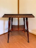 Two Tier Wood Corner Table. This has some Paint on the Corner and is 29