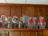 Goup of 3 German Glass Beer Steins and 4 Brandy Glasses - As Pictured