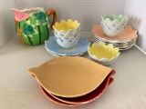 Lot of Ceramic Plates, Dessert Bowls, Pitcher - As Pictured