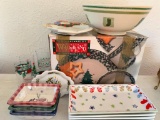 Large Lot of Misc. Christmas Platter, Dishes, Bowls Etc - As Pictured