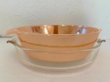 Set of Baking Dishes One is by Fire King and One is Anchor Hocking. The Largest is 8.5