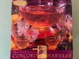 Pressed Clear Glass Punch Bowl Set in Box - As Pictured